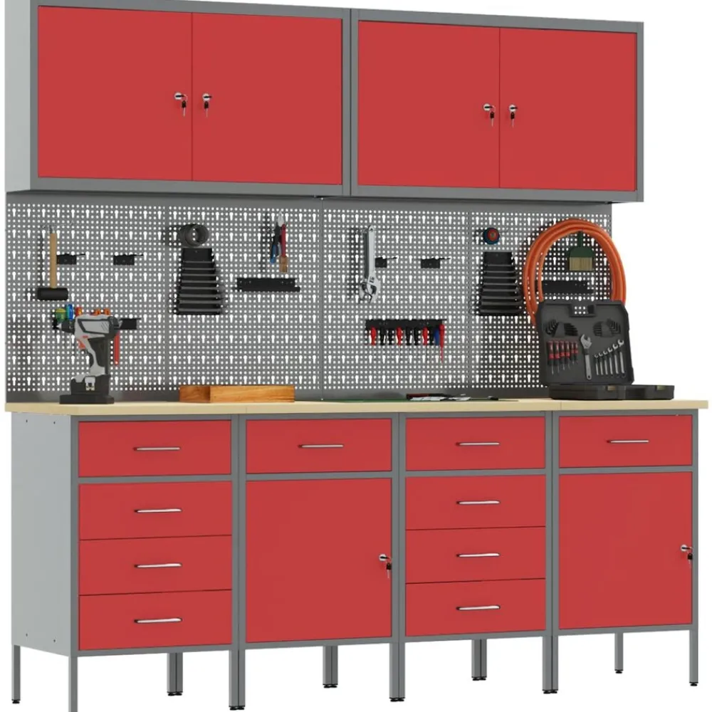 Werk kast met lade 10 pcs Engineered hout en staal>vidaXL Best