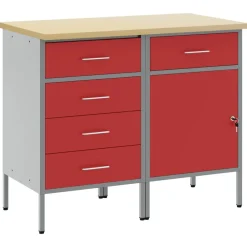 Bouwbeslag*vidaXL Werk kast met lade 2 pcs en Grijs 100 x 55 x 85 cm Rood