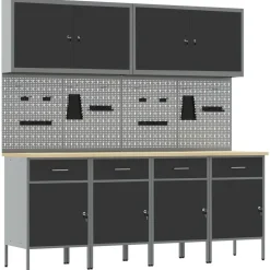 Bouwbeslag*vidaXL Werk kast met lade 10 pcs Engineered hout en staal Zwart