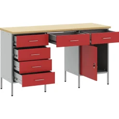 Werk kast met lade met slot 3 pcs Engineered hout en staal><noscript><img width=
