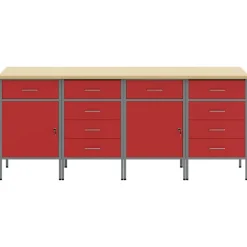 Werk kast met lade 4 pcs en Grijs 200 x 55 x 85 cm>vidaXL Hot