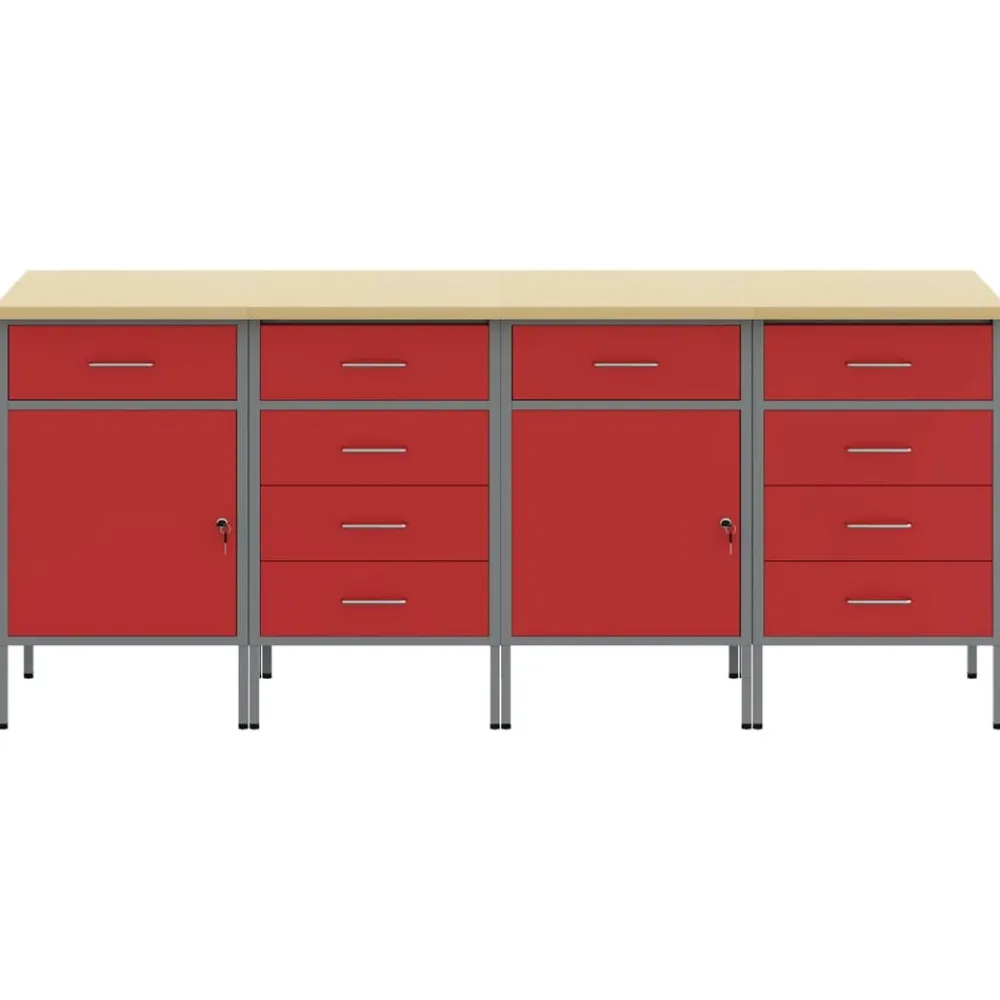 Werk kast met lade 4 pcs en Grijs 200 x 55 x 85 cm>vidaXL Hot