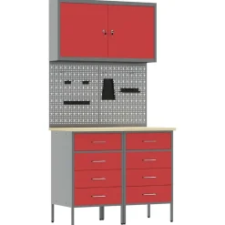Bouwbeslag*vidaXL Werk kast met lade met slot 5 pcs Engineered hout en staal Rood