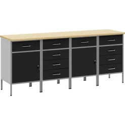 Werk kast met lade 4 pcs en Grijs 200 x 55 x 85 cm>vidaXL