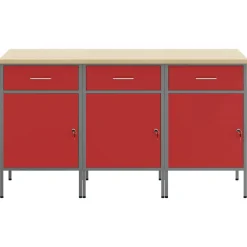 Werk kast met lade 3 pcs en Grijs 150 x 55 x 85 cm><noscript><img width=