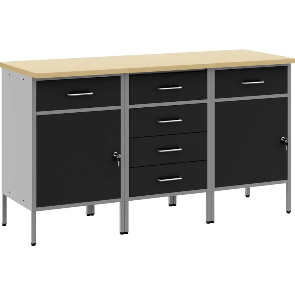 Werk kast met lade 3 pcs en Grijs 150 x 55 x 85 cm>vidaXL Best