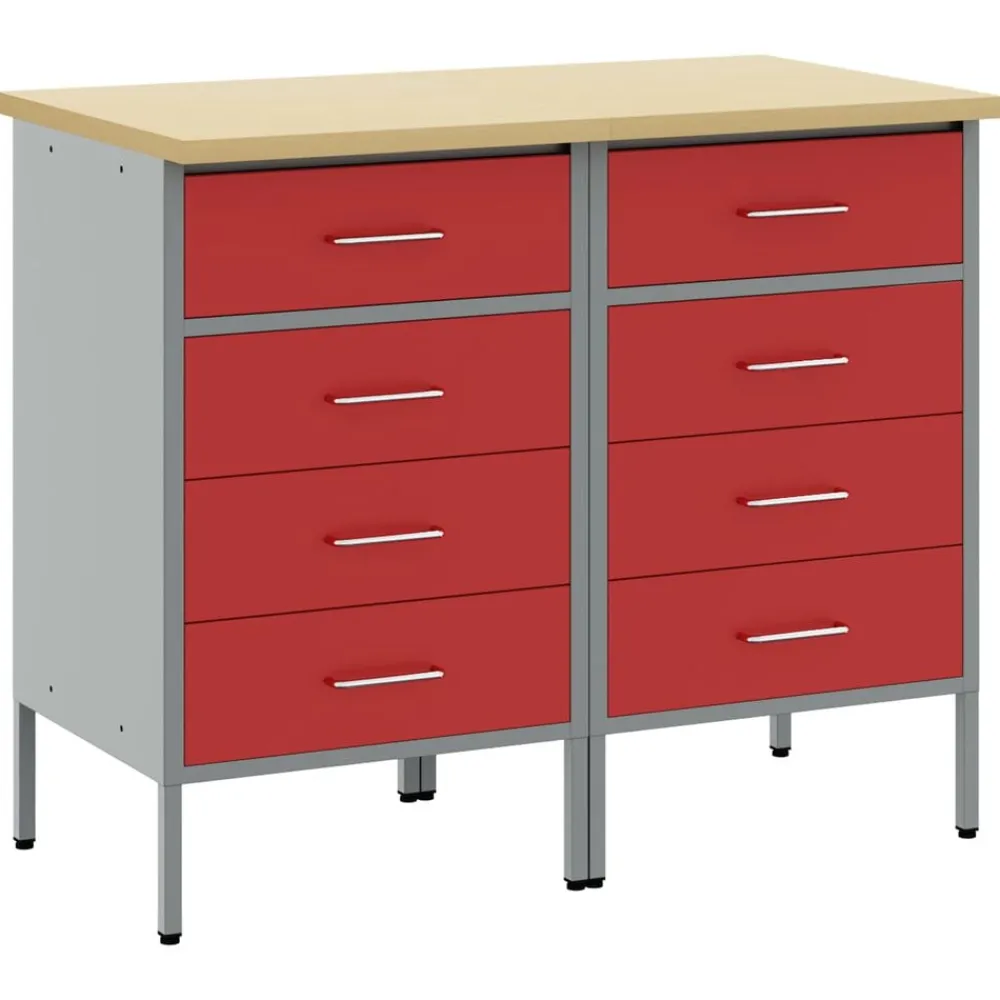Werk kast met lade 2 pcs en Grijs 100 x 55 x 85 cm>vidaXL Outlet