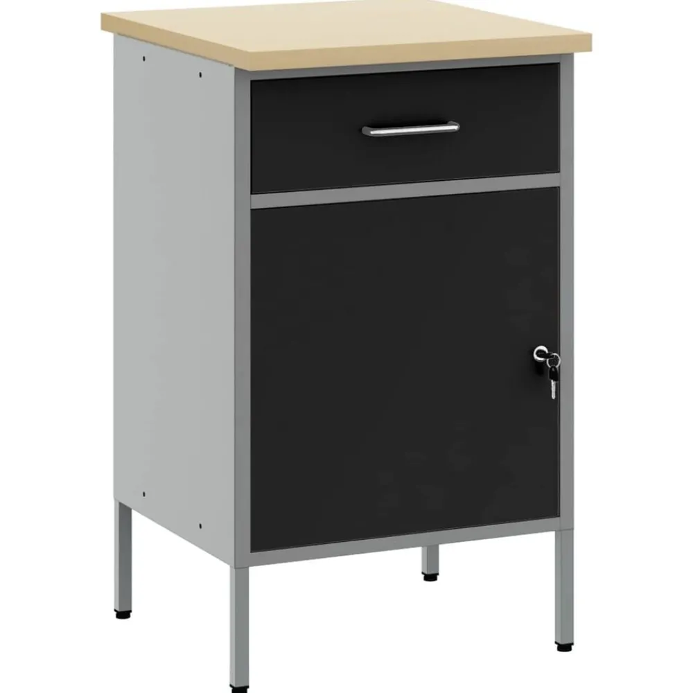 Bouwbeslag*vidaXL Werkbank met lade met opslag en Grijs 50 x 55 x 85 cm Zwart