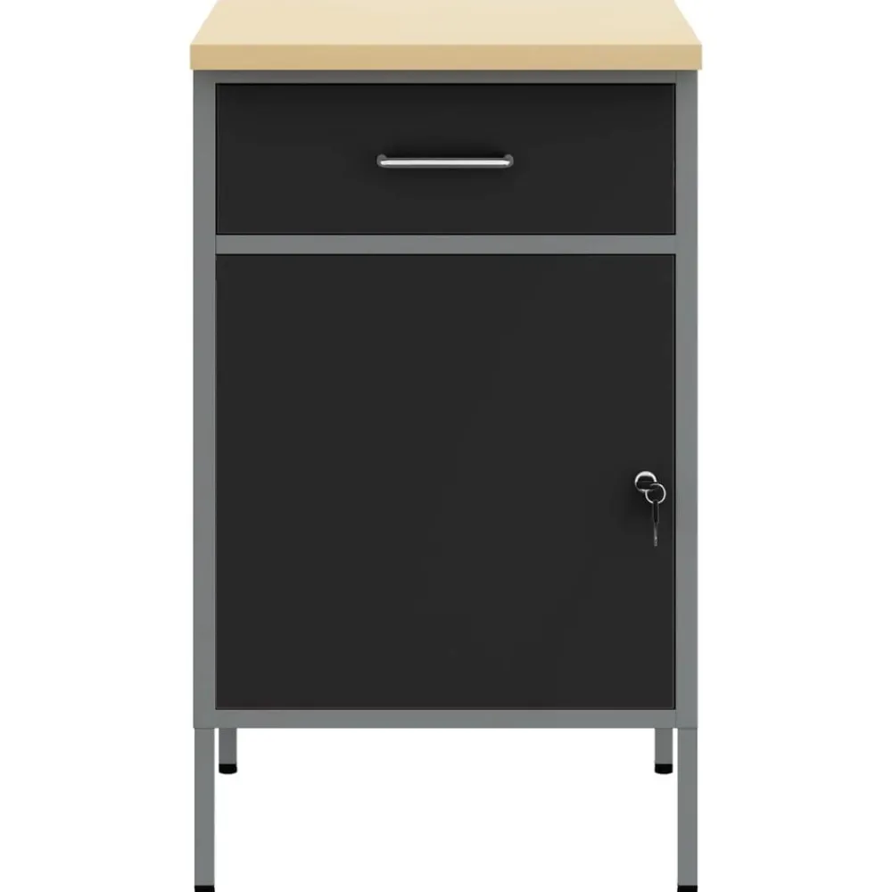 Bouwbeslag*vidaXL Werkbank met lade met opslag en Grijs 50 x 55 x 85 cm Zwart