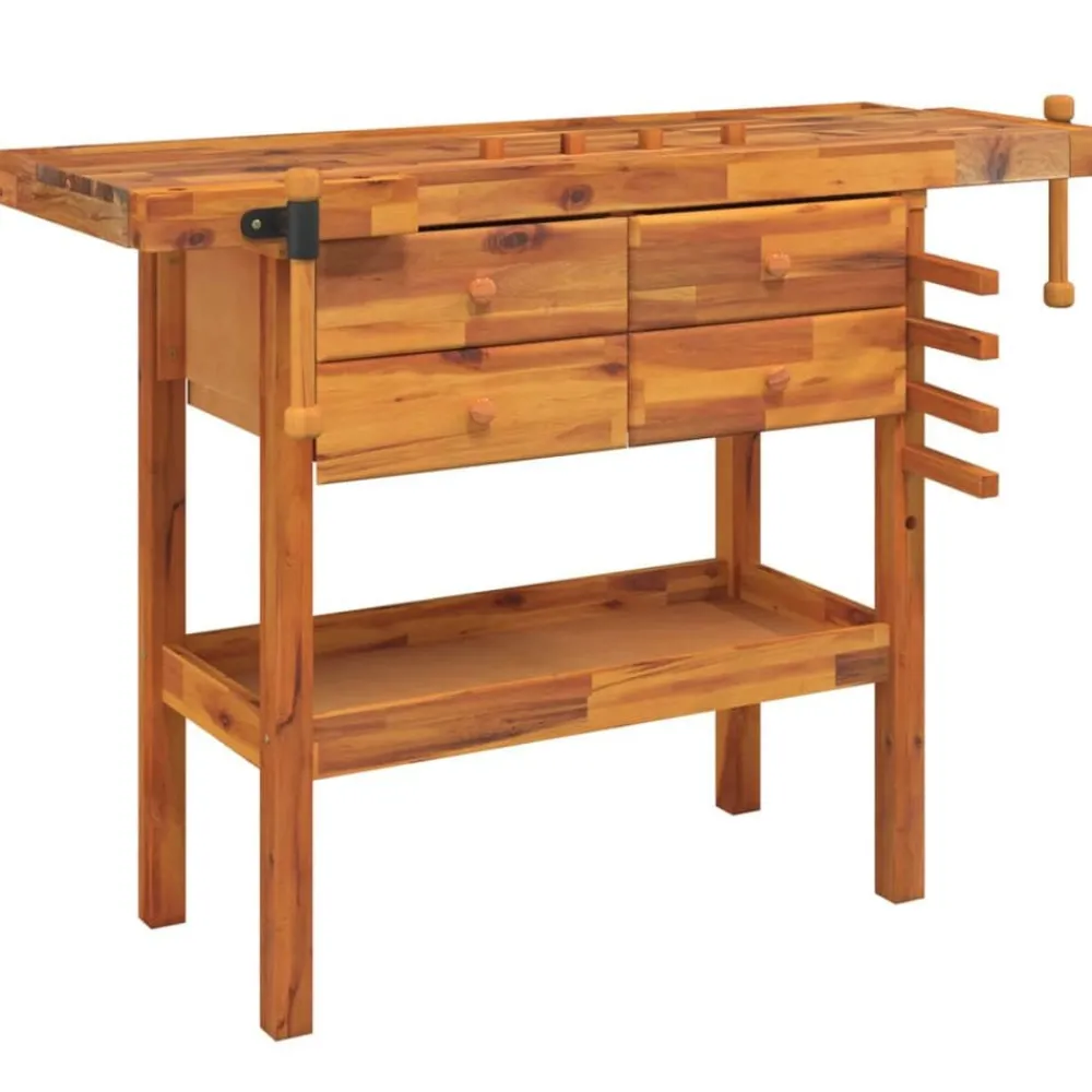 Bouwbeslag*vidaXL Werkbank met lades en bankschroeven 124x52x83 cm acaciahout