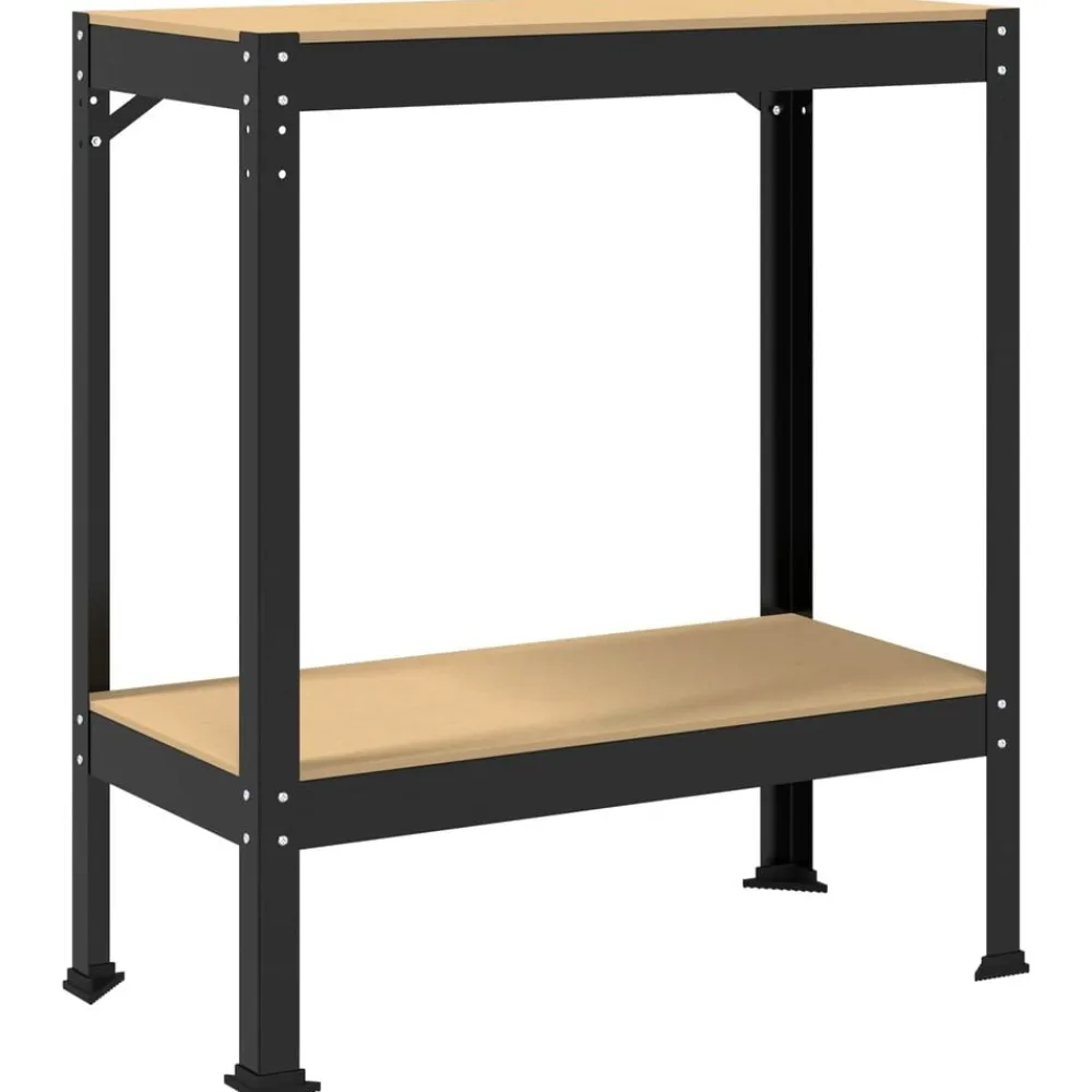 Werkbank met plank Zwart 81 x 41 x 91 cm Bewerkt hout en metaal>vidaXL Best