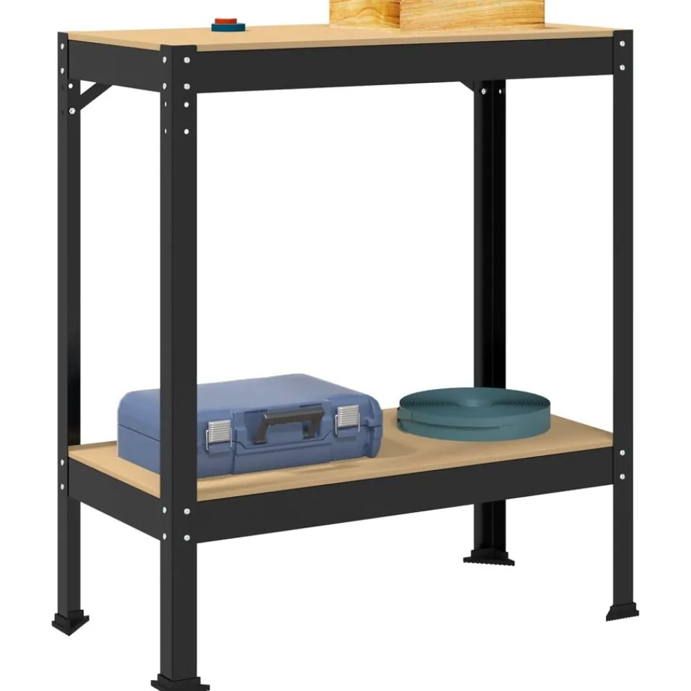 Werkbank met plank Zwart 81 x 41 x 91 cm Bewerkt hout en metaal>vidaXL Best