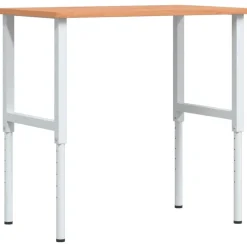 Bouwbeslag*vidaXL Werkbank rechthoekig 100x60x(71,5-98) cm massief beukenhout Donkerbruin en wit