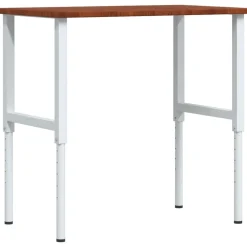 Bouwbeslag*vidaXL Werkbank rechthoek 100x60x(71,5-98) cm eikenhout donkerbruin Donkerbruin en wit