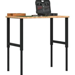 Werkbank rechthoek 100x60x(71,5-98) cm eikenhout lichtbruin>vidaXL Discount