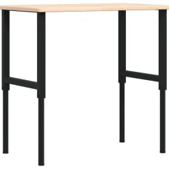Bouwbeslag*vidaXL Werkbank rechthoekig 100x60x(71,5-98) cm massief eikenhout Bruin en zwart