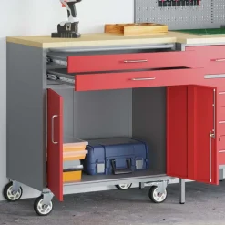 Bouwbeslag*vidaXL Werkbank en Grijs 75 x 45 x 85 cm Engineered hout en staal Rood