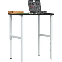 Bouwbeslag*vidaXL Werkbank 80x60x(71,5-98) cm eikenhout donkerbruin wit en donkerbruin