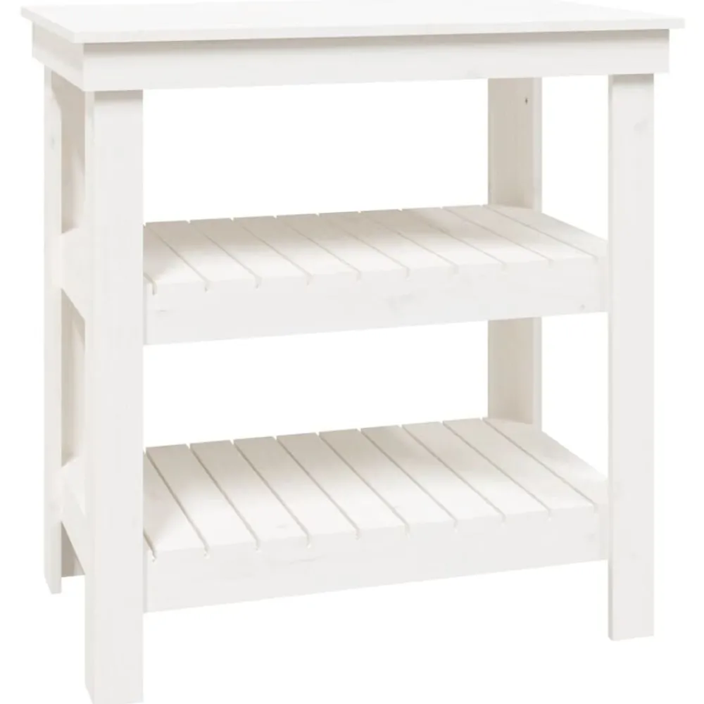 Bouwbeslag*vidaXL Werkbank 78,5x50x80 cm massief grenenhout Wit