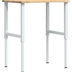 Bouwbeslag*vidaXL Werkbank 80x60x(71,5-98) cm massief eikenhout wit en naturel