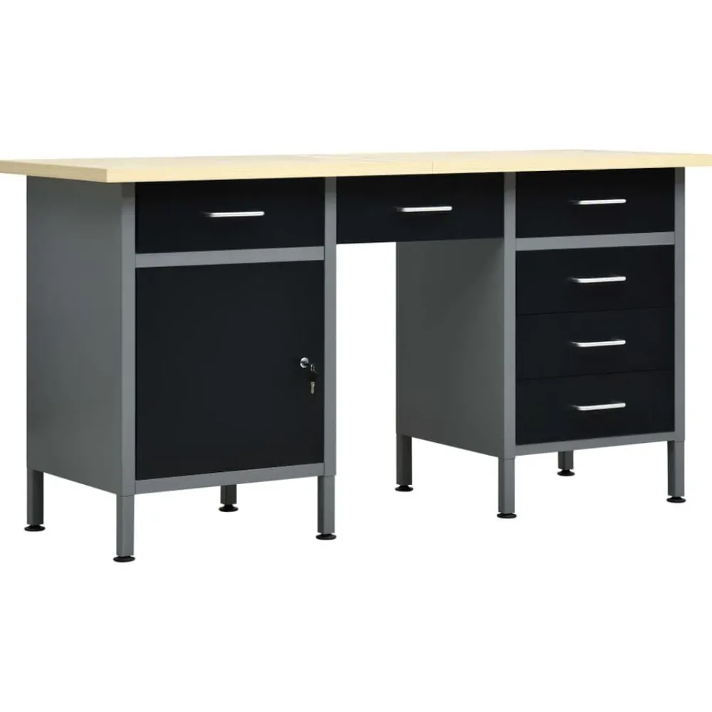Werkbank 160x60x85 cm staal zwart>vidaXL