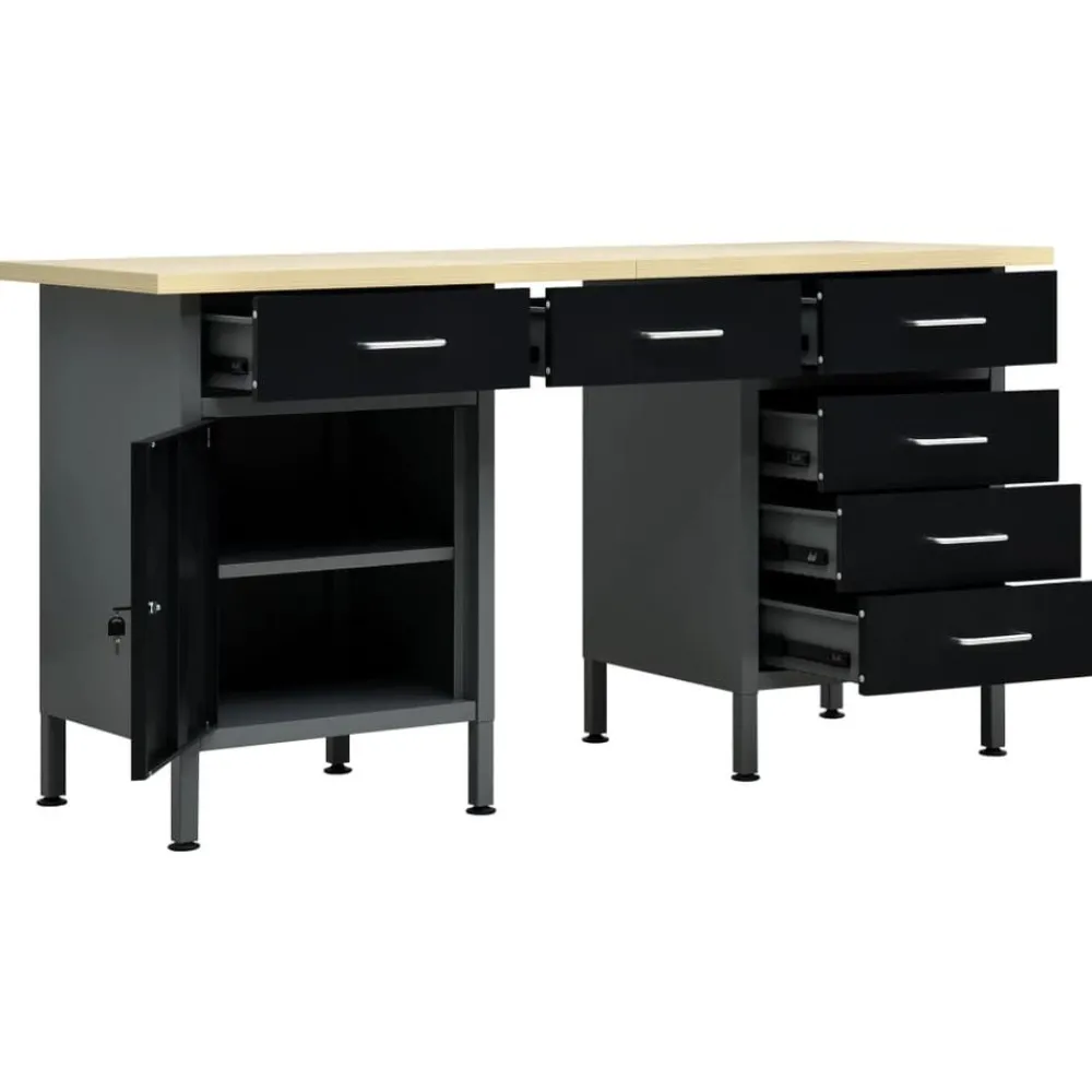 Werkbank 160x60x85 cm staal zwart>vidaXL