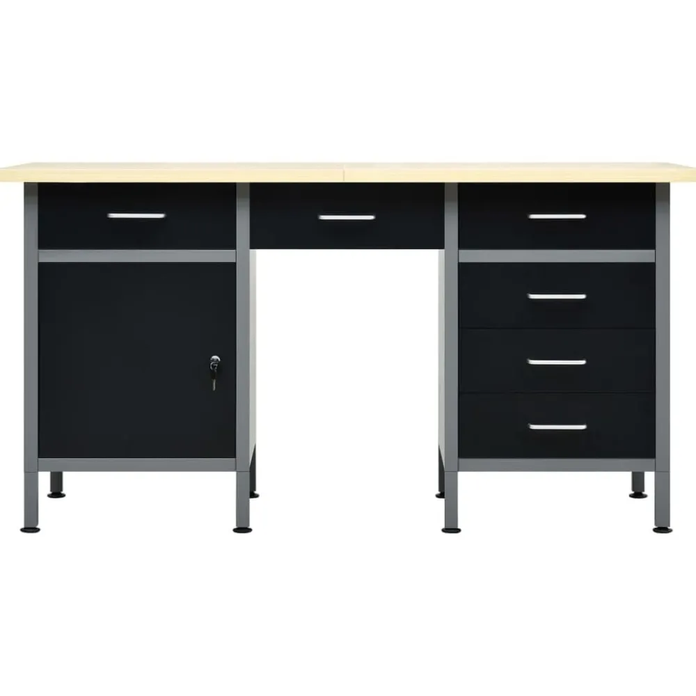 Werkbank 160x60x85 cm staal zwart>vidaXL