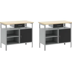 Bouwbeslag*vidaXL Werkbankset met lade 8 pcs en Grijs Gepoedercoat staal Zwart
