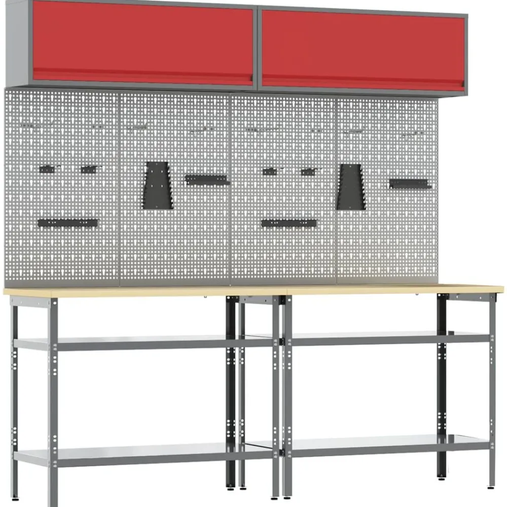 Werkbankset met plank 8 pcs en Grijs Gepoedercoat staal>vidaXL Best