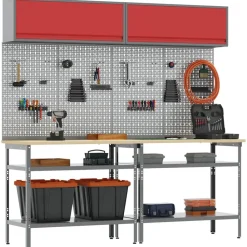 Werkbankset met plank 8 pcs en Grijs Gepoedercoat staal>vidaXL Best
