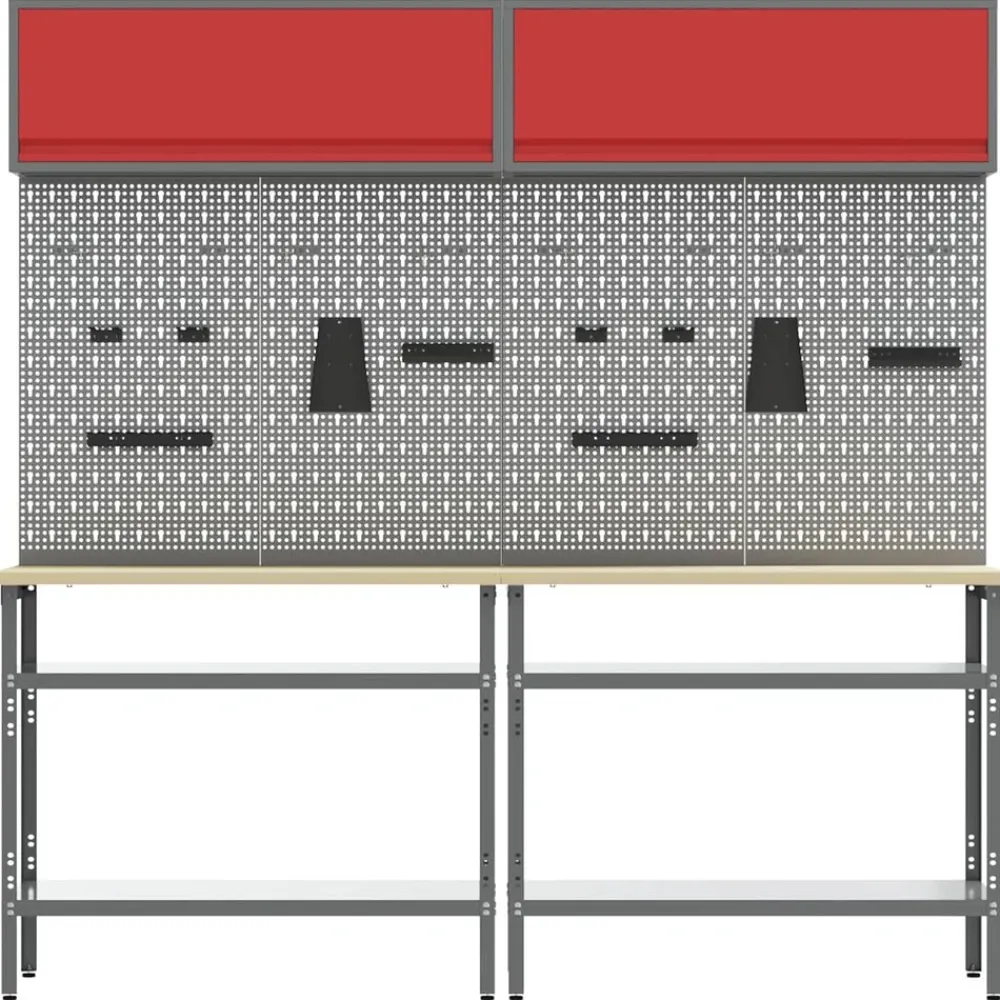 Werkbankset met plank 8 pcs en Grijs Gepoedercoat staal>vidaXL Best