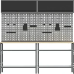 Werkbankset met plank 8 pcs en Grijs Gepoedercoat staal><noscript><img width=