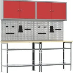 Werkbankset met plank 8 pcs en Grijs Gepoedercoat staal>vidaXL Hot