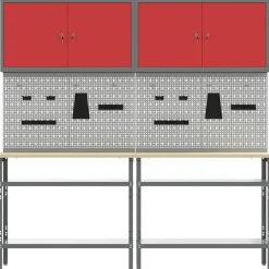 Werkbankset met plank 8 pcs en Grijs Gepoedercoat staal><noscript><img width=
