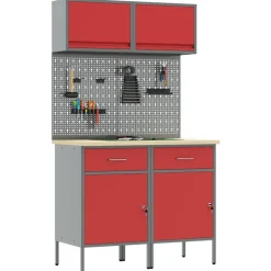 Bouwbeslag*vidaXL Werkkast set 6 pcs Poedergecoat staal en gefabriceerd hout Rood