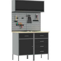 Bouwbeslag*vidaXL Werkkast set met lade met plank met opslag met slot 5 pcs Zwart