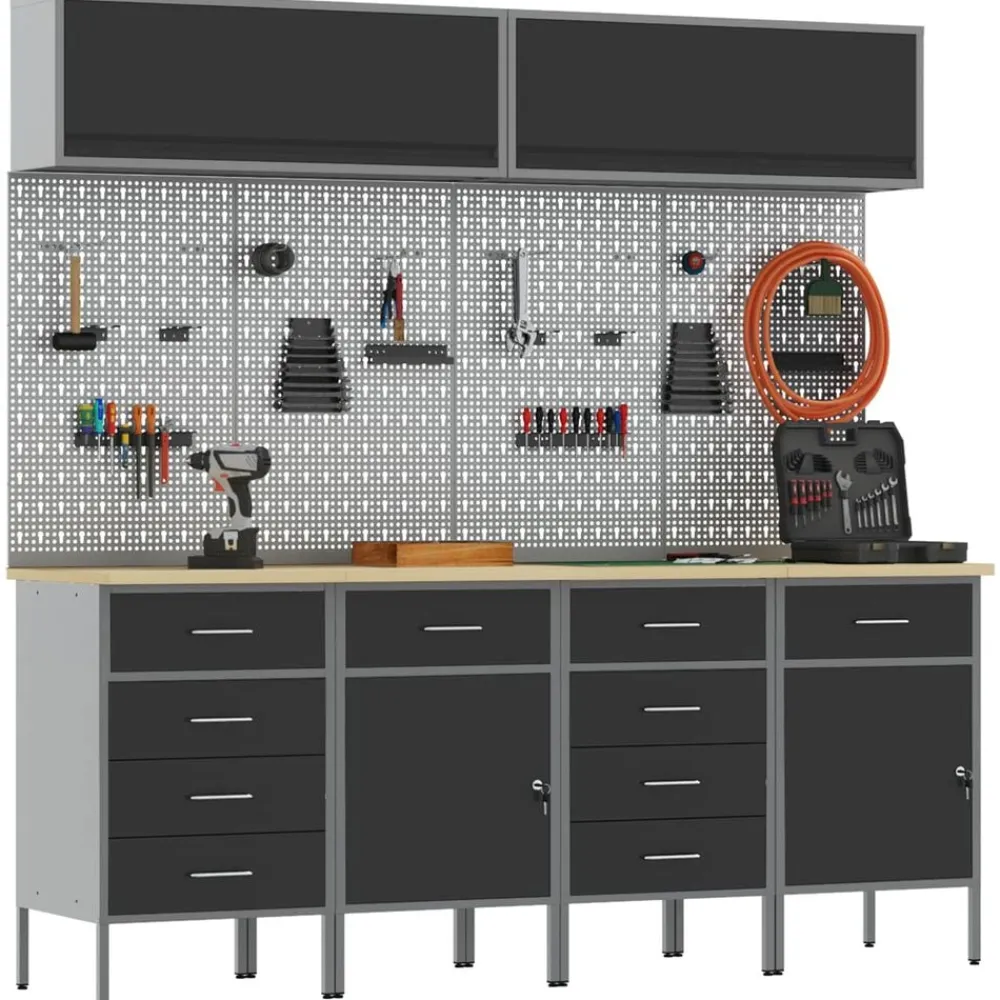 Werkkast set met lade met opslag met slot 10 pcs>vidaXL Sale