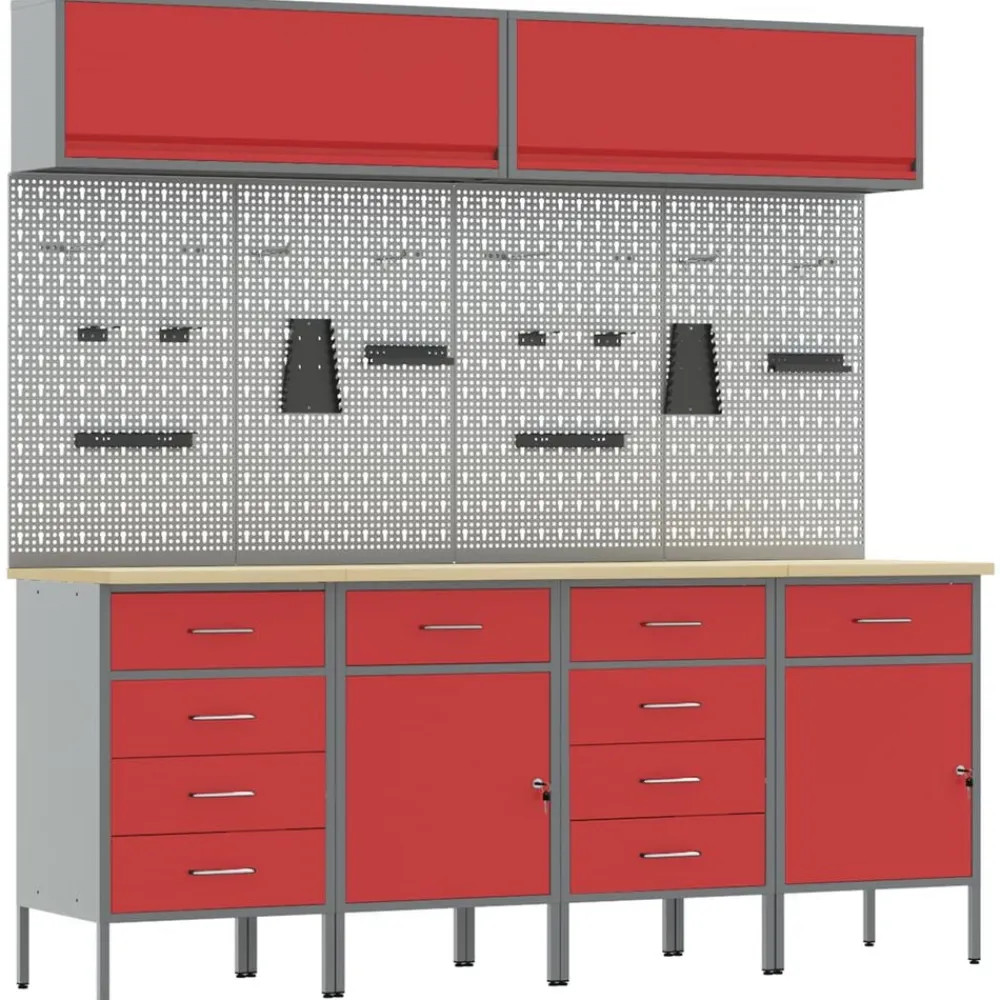 Werkkast set met lade met opslag met slot 10 pcs>vidaXL Hot