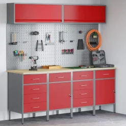 Werkkast set met lade met opslag met slot 10 pcs>vidaXL Hot