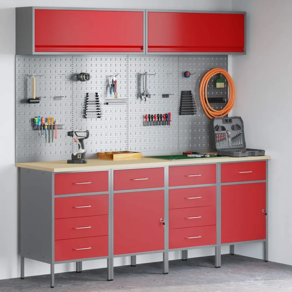 Werkkast set met lade met opslag met slot 10 pcs>vidaXL Hot