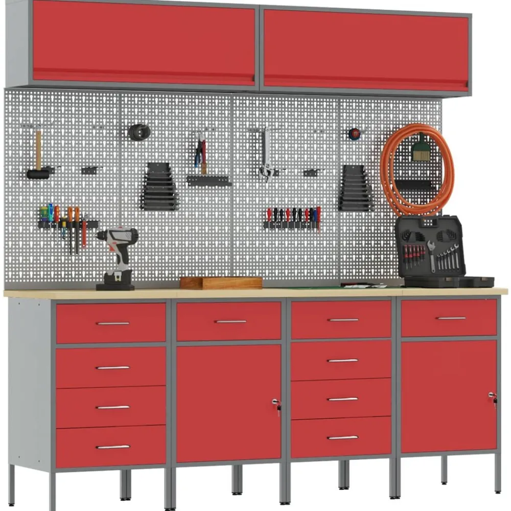 Werkkast set met lade met opslag met slot 10 pcs>vidaXL Hot