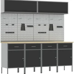 Bouwbeslag*vidaXL Werkkast set met lade met opslag met slot 10 pcs Zwart