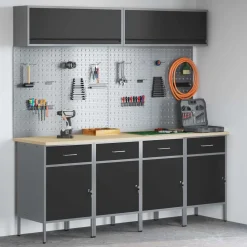 Bouwbeslag*vidaXL Werkkast set met lade met opslag met slot 10 pcs Zwart