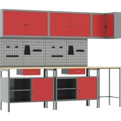 Werkkast set met lade met plank met opslag 10 pcs en Grijs>vidaXL Outlet