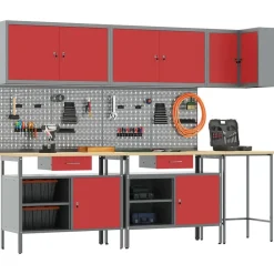 Werkkast set met lade met plank met opslag 10 pcs en Grijs>vidaXL Outlet