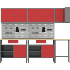 Werkkast set met lade met plank met opslag 10 pcs en Grijs><noscript><img width=