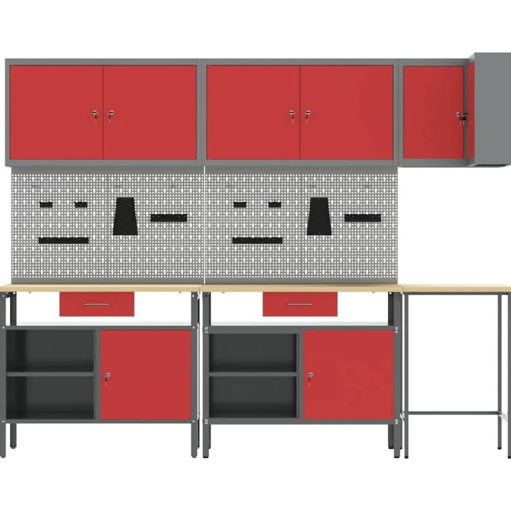 Werkkast set met lade met plank met opslag 10 pcs en Grijs>vidaXL Outlet