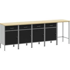 Werkkast set met lade met opslag met slot 5 pcs en Grijs>vidaXL