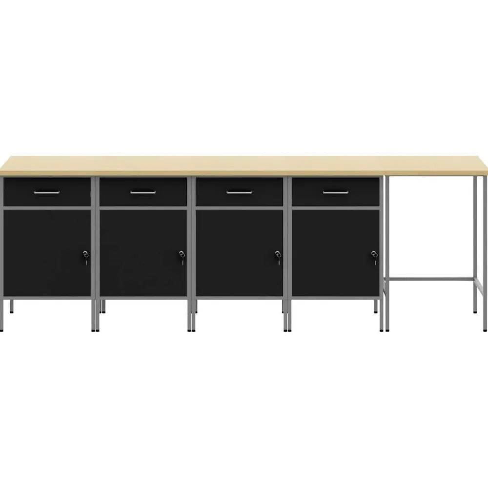 Werkkast set met lade met opslag met slot 5 pcs en Grijs>vidaXL