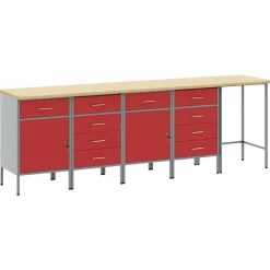 Bouwbeslag*vidaXL Werkkast set met lade met opslag met slot 5 pcs en Grijs Rood